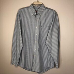 2010 Izod Men’s Striped Shirt Blue and Green Size Med Cotton Blend